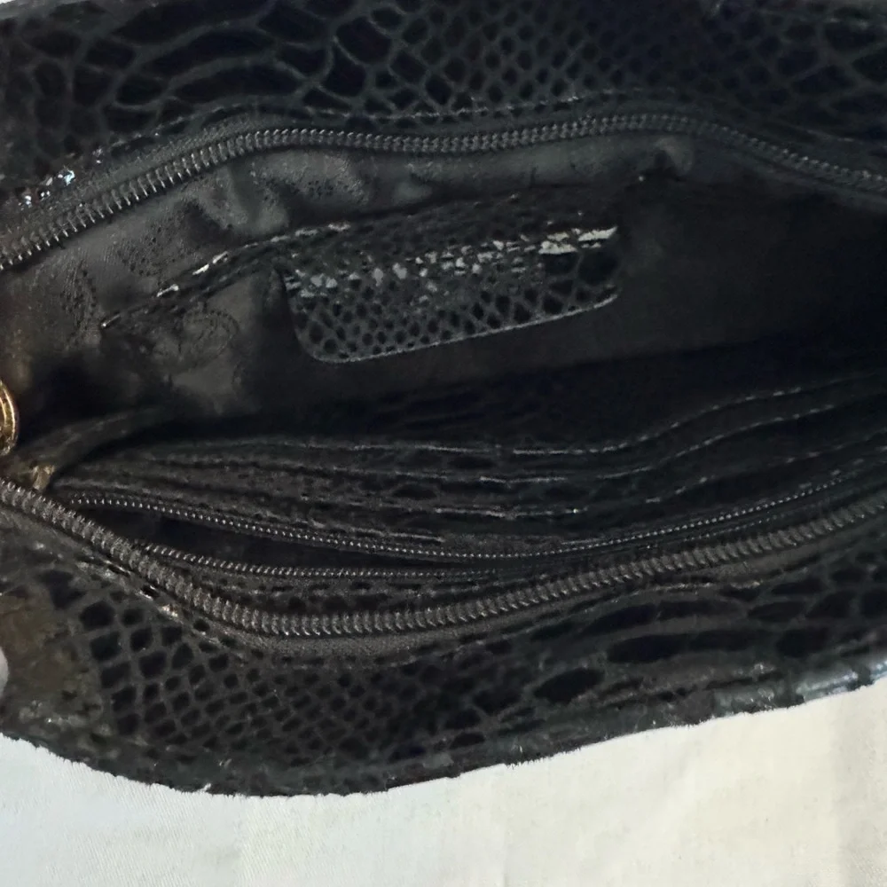 Michael Kors Black Snake Embossed Shoulder Bag